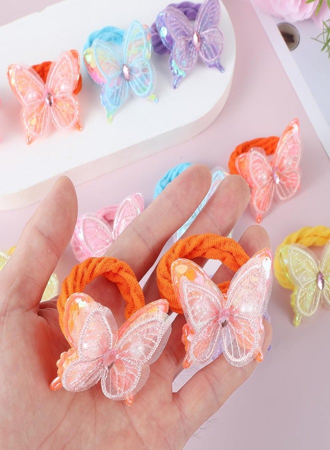 Yuanchu 20 Pcs Butterfly Elastic Hair Ties, Colorful Hair Scrunchie with Butterfly Cute Hair Bands Butterflies Accessories Clips Holders with Bows for Women - Image 2